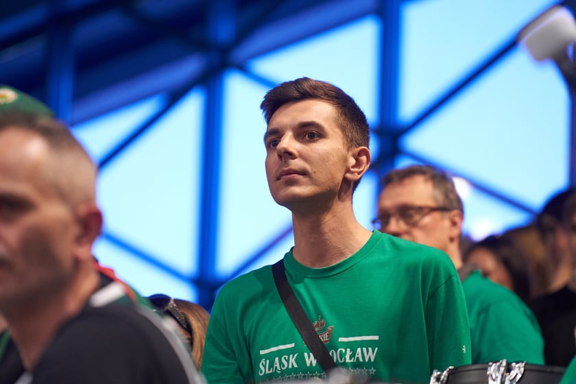 Kibice na meczu Śląska w hali Orbita 3 maja 2023