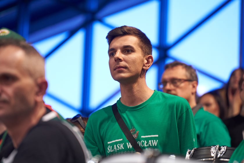 Kibice na meczu Śląska w hali Orbita 3 maja 2023