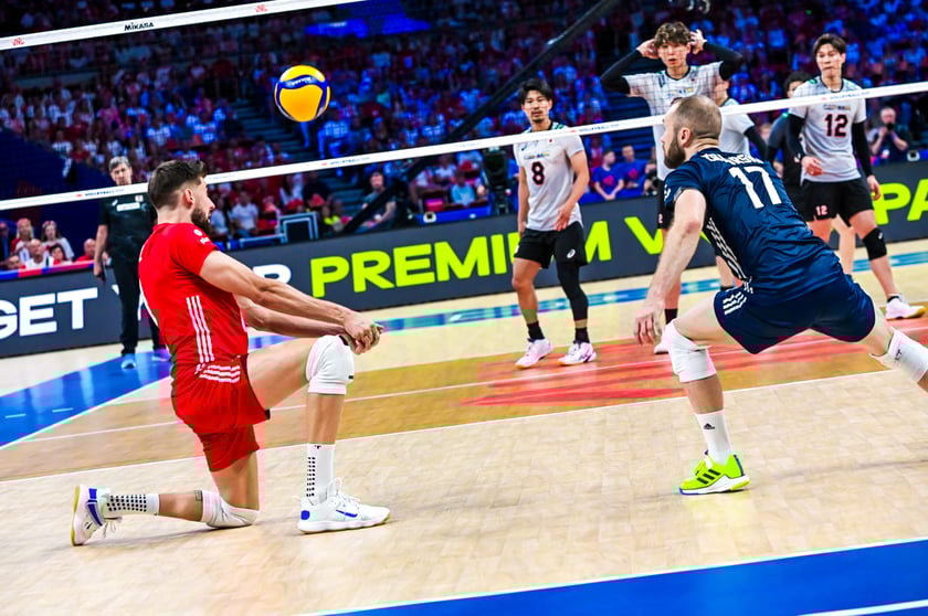 Siatkarze polskiej reprezentacji podczas meczu z Japonią w p&oacute;łfinale Ligi Narod&oacute;w