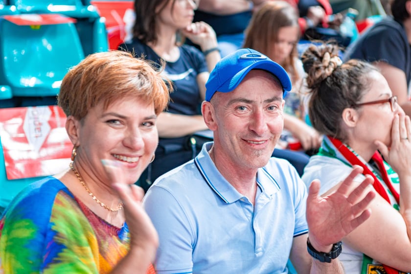 Kibice na meczu Śląska Wrocław z drużyną Arriva Polski Cukier Toruń w Orbicie