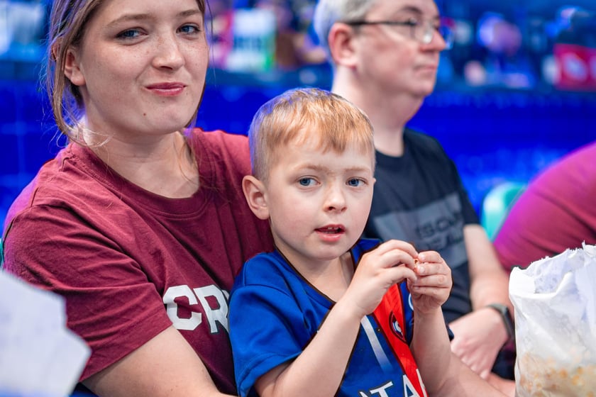 Kibice na meczu Śląska Wrocław z drużyną Arriva Polski Cukier Toruń w Orbicie