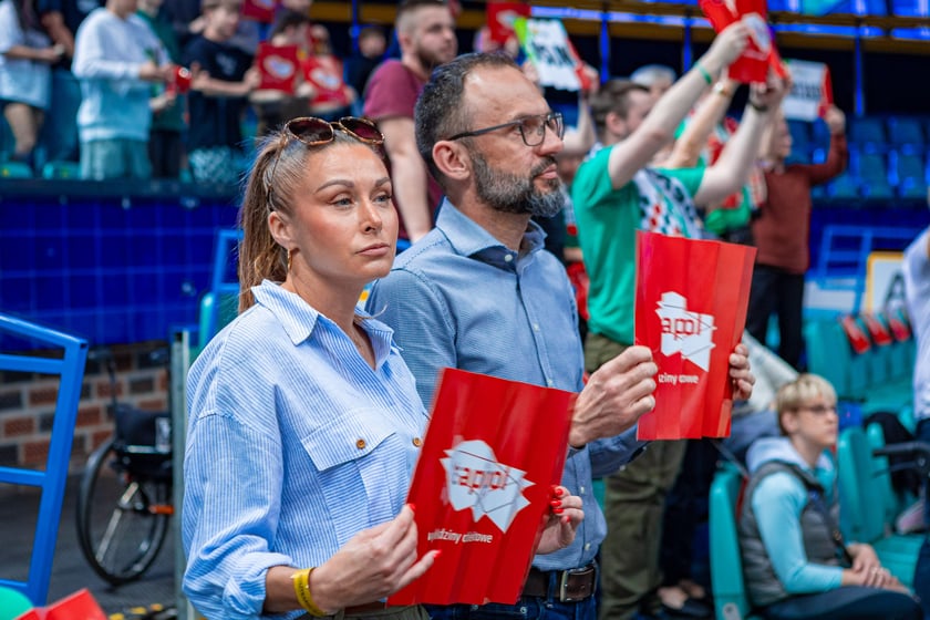 Kibice na meczu Śląska Wrocław z drużyną Arriva Polski Cukier Toruń w Orbicie