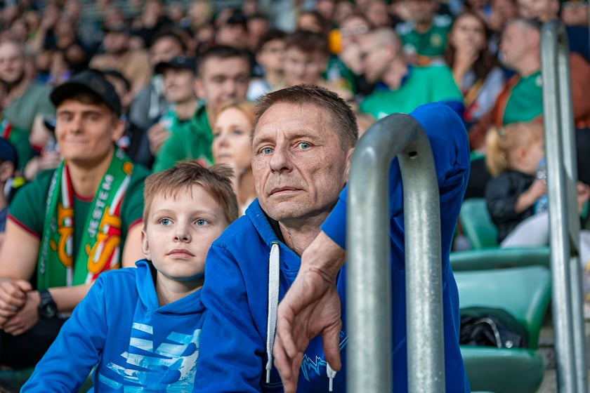 Kibice na meczu Śląska Wrocław z Cracovią na Tarczyński Arenie