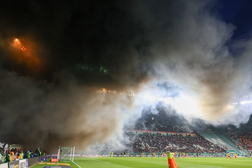 Kibice na meczu Śląska z Jagiellonią