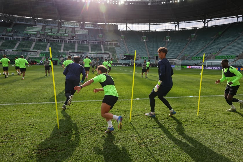 Trening Betisu na stadionie we Wrocławiu przed finałem z Chelsea, 27 maja