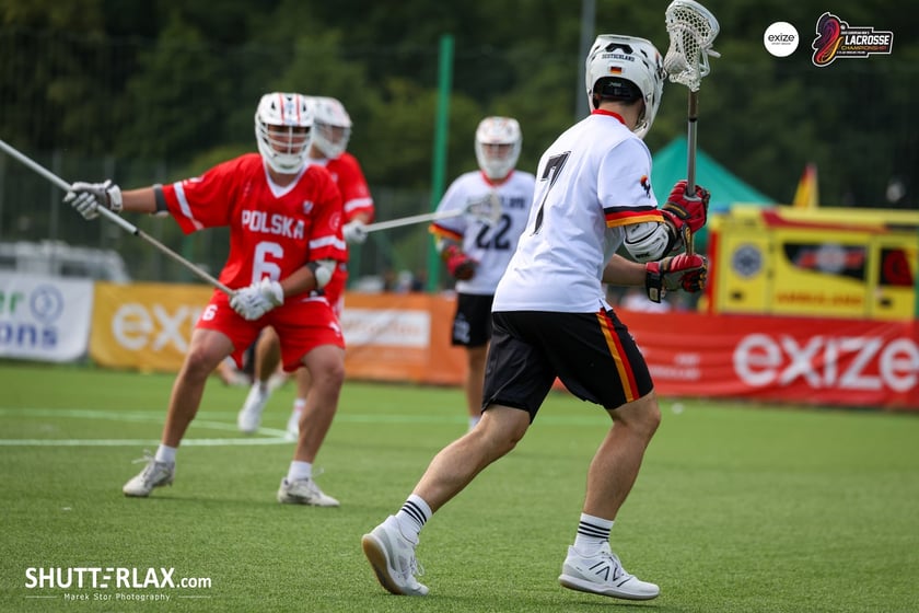 Mecz Polska - Niemcy na na Mistrzostwach Europy Mężczyzn w Lacrosse Wrocław 2025