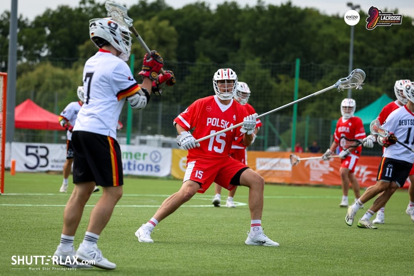 Mecz Polska - Niemcy na na Mistrzostwach Europy Mężczyzn w Lacrosse Wrocław 2025