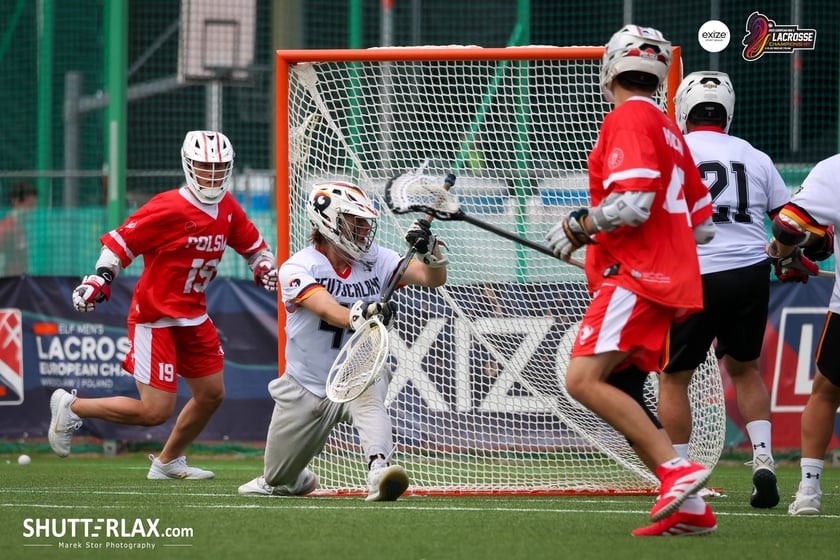 Mecz Polska - Niemcy na na Mistrzostwach Europy Mężczyzn w Lacrosse Wrocław 2025
