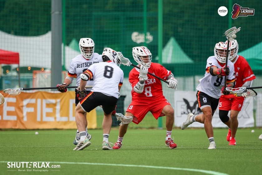 Mecz Polska - Niemcy na na Mistrzostwach Europy Mężczyzn w Lacrosse Wrocław 2025