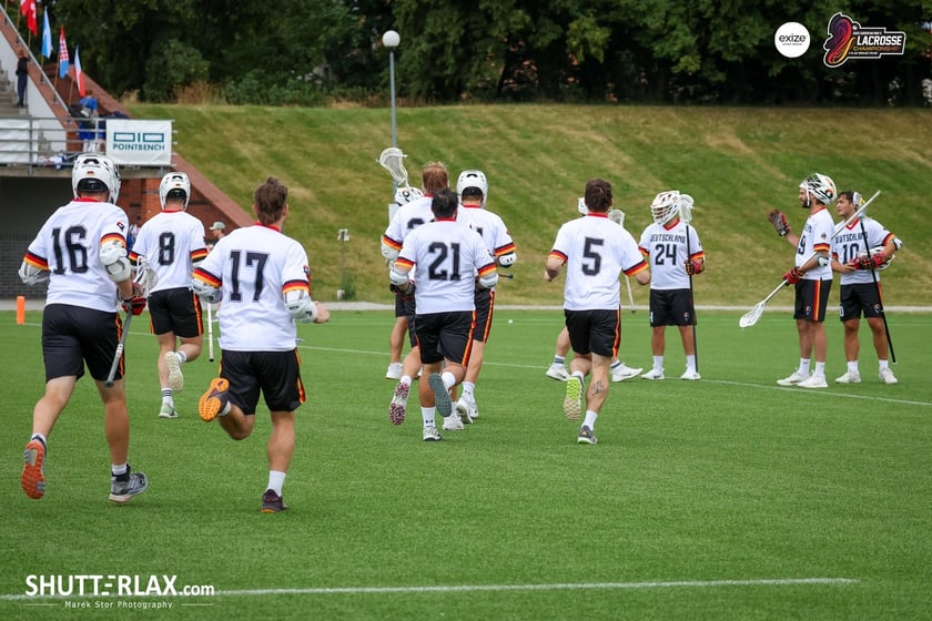 Mecz Polska - Niemcy na na Mistrzostwach Europy Mężczyzn w Lacrosse Wrocław 2025