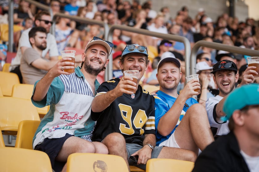Mecz Panthers Wrocław - Munich Ravens na Stadionie Olimpijskim. Zdjęcia z meczu oraz kibiców, 16 sierpnia 2025 r.