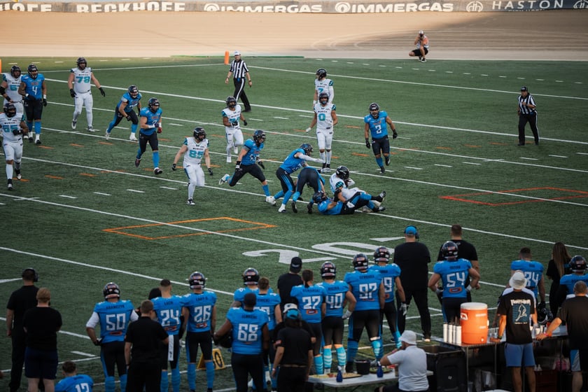 Mecz Panthers Wrocław - Munich Ravens na Stadionie Olimpijskim. Zdjęcia z meczu oraz kibiców, 16 sierpnia 2025 r.