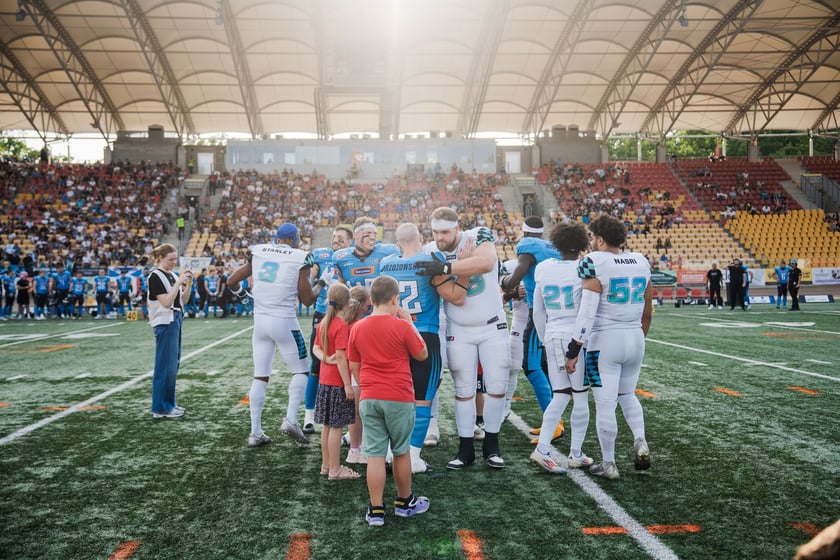 Mecz Panthers Wrocław - Munich Ravens na Stadionie Olimpijskim. Zdjęcia z meczu oraz kibiców, 16 sierpnia 2025 r.