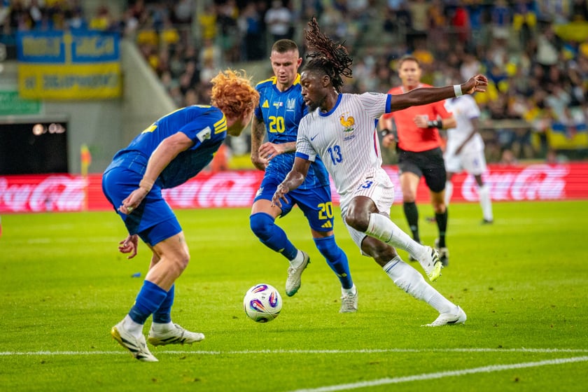 Kibice na meczu Ukraina - Francja na Tarczyński Arenie we Wrocławiu