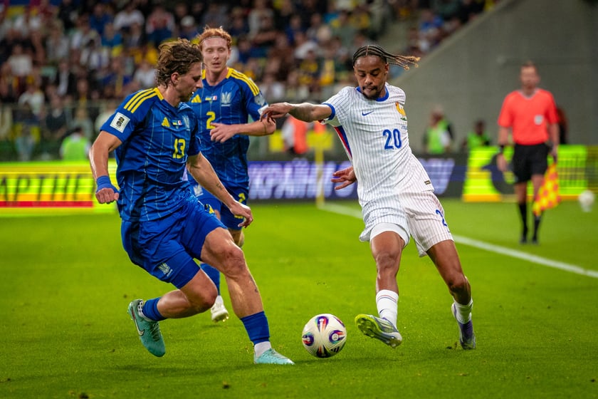 Kibice na meczu Ukraina - Francja na Tarczyński Arenie we Wrocławiu