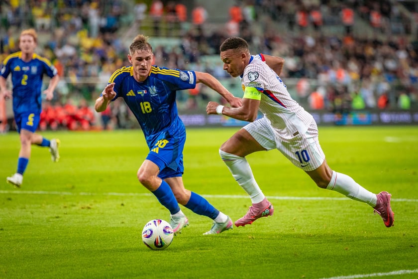 Kibice na meczu Ukraina - Francja na Tarczyński Arenie we Wrocławiu