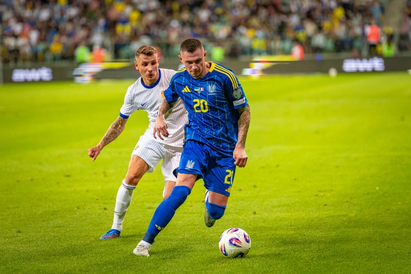 Kibice na meczu Ukraina - Francja na Tarczyński Arenie we Wrocławiu