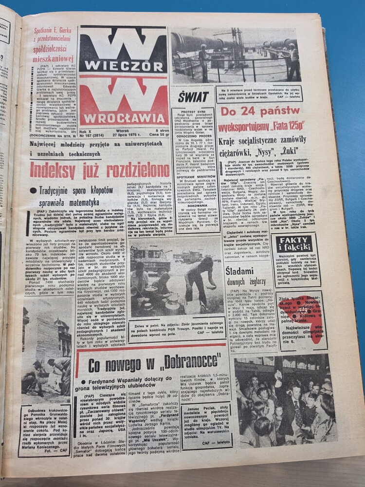 Wrocławska prasa z lat siedemdziesiątych XX wieku, Wiecz&oacute;r Wrocławia
