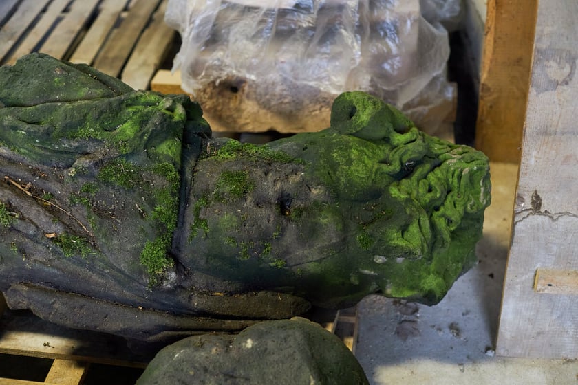 Ocalałe fragmenty rzeźby Neptuna z Nowego Targu