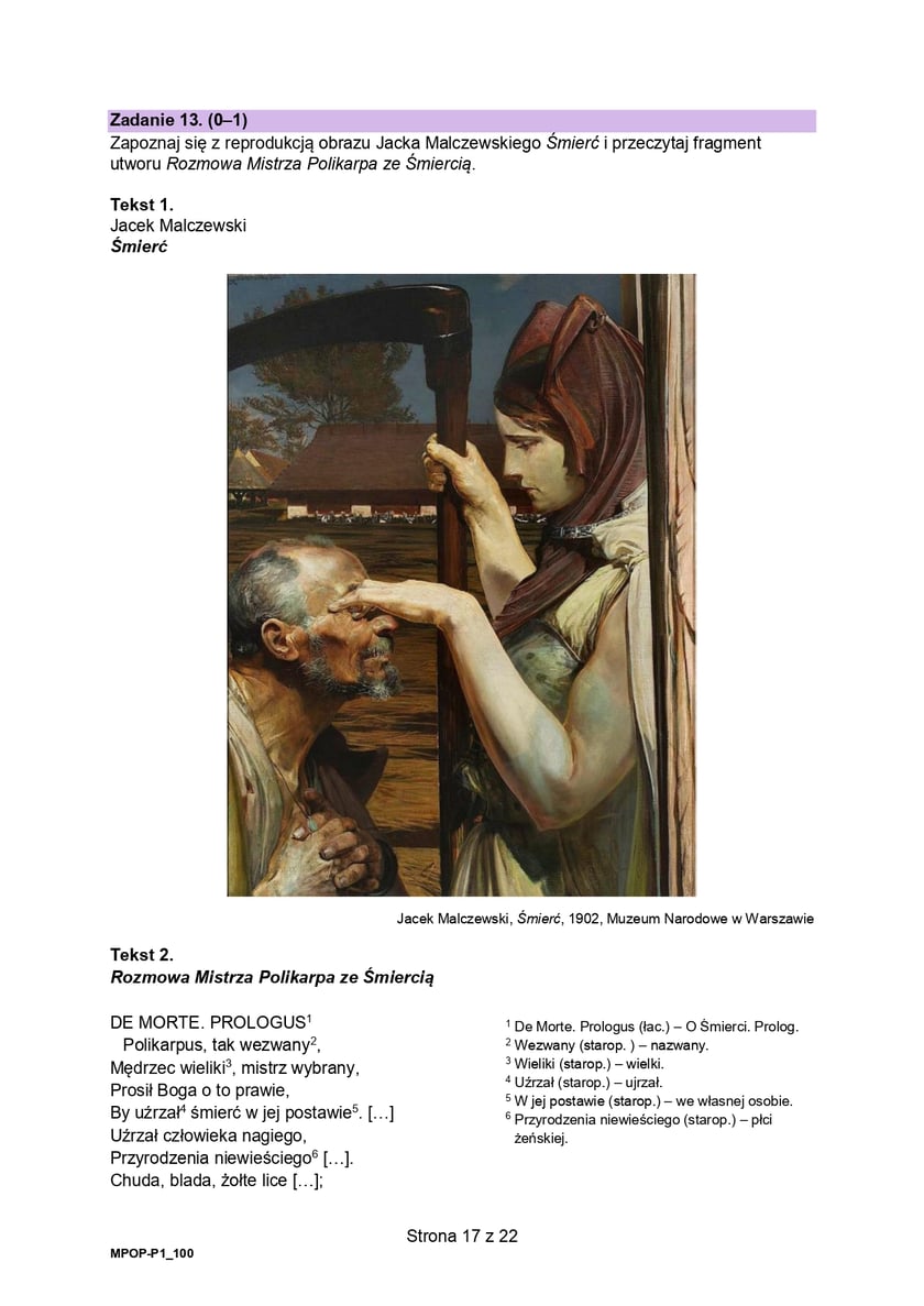 Arkusz z próbnej matury z języka polskiego, 2023