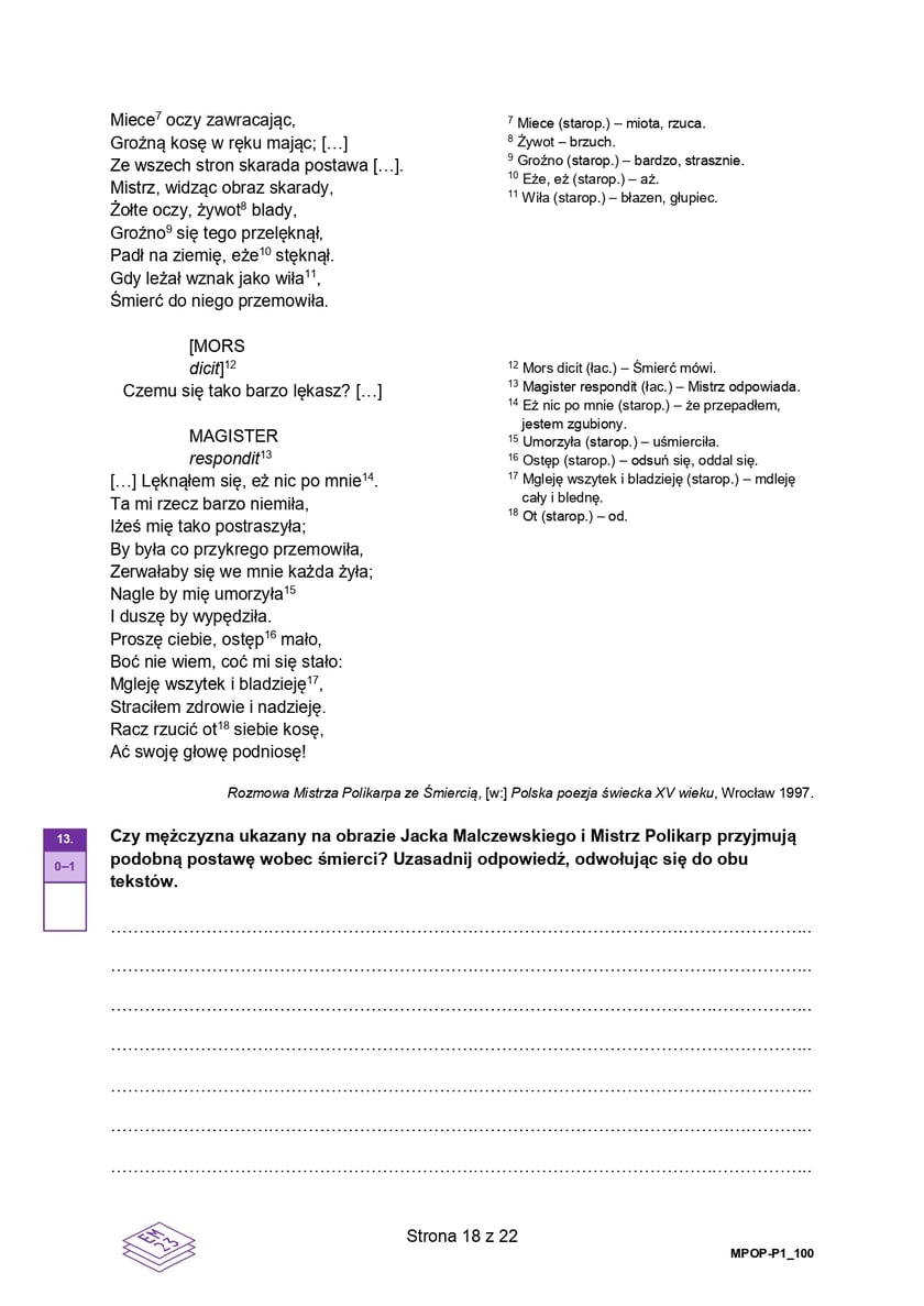 Arkusz z próbnej matury z języka polskiego, 2023