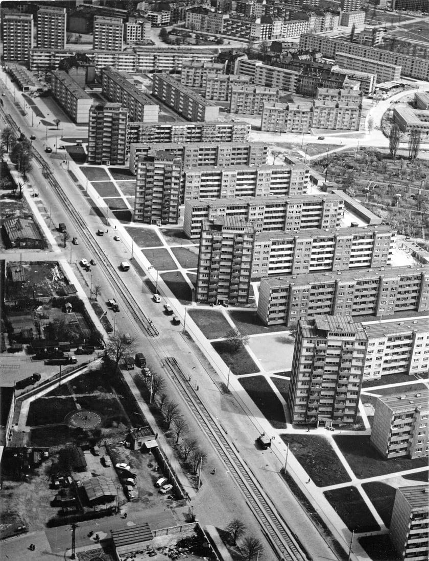 Wrocław z lotu ptaka, rok 1968