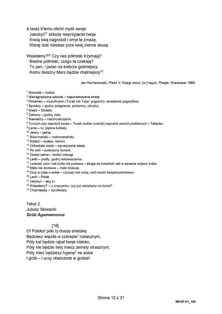 Matura z języka polskiego - arkusze pokazowe