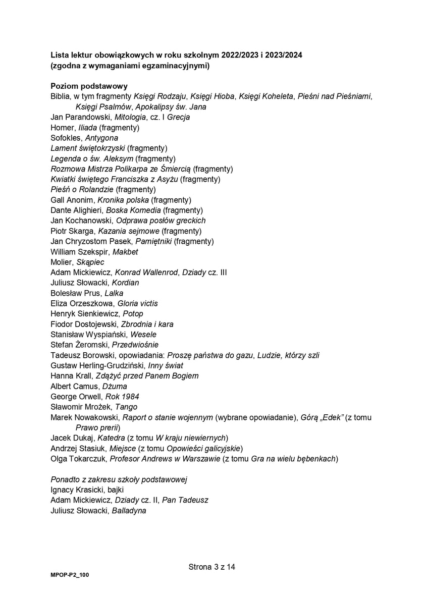 Matura z j. polskiego (formuła 2023)