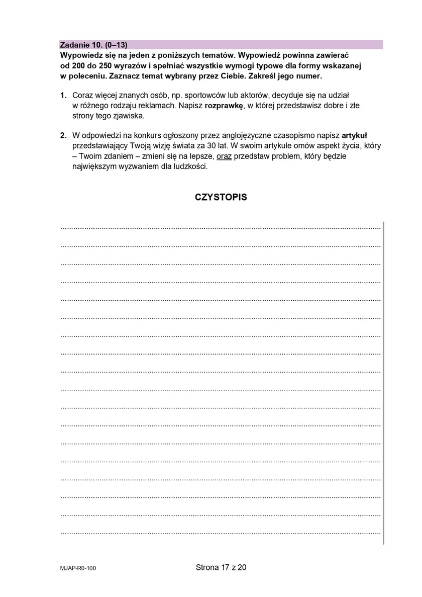 Matura z j. angielskiego na poziomie rozszerzonym (formuła 2023)
