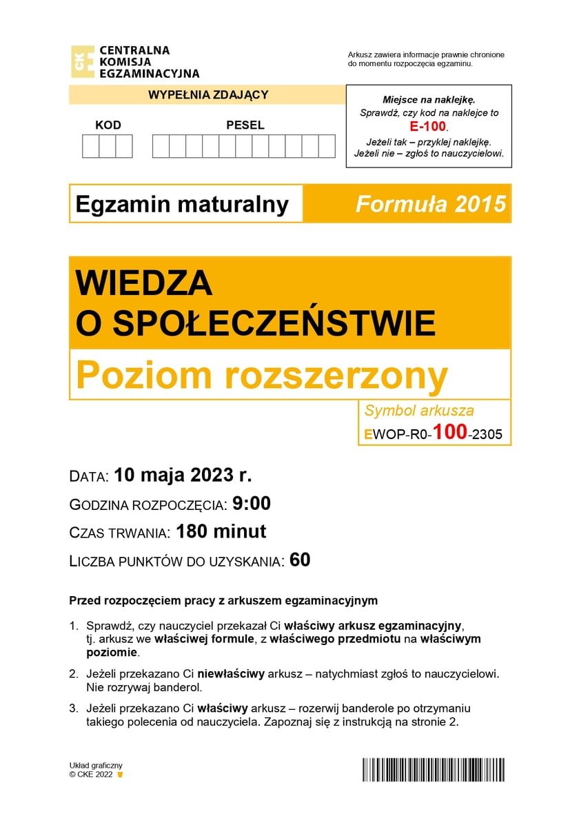 Matura z WOS-u na poziomie rozszerzonym (formuła 2015)