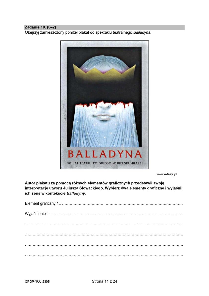 Egzamin ósmoklasisty 2023  - język polski