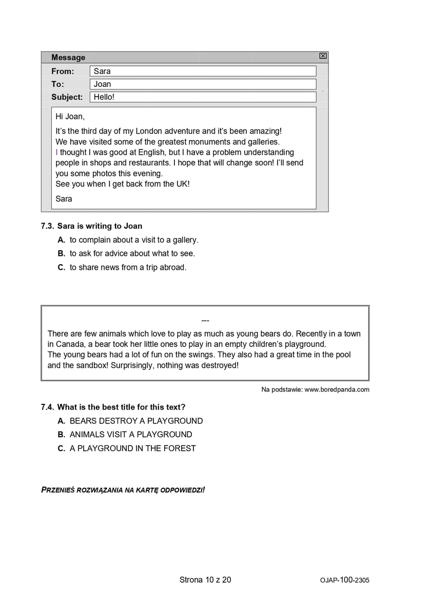 Egzamin ósmoklasisty 2023 - język angielski