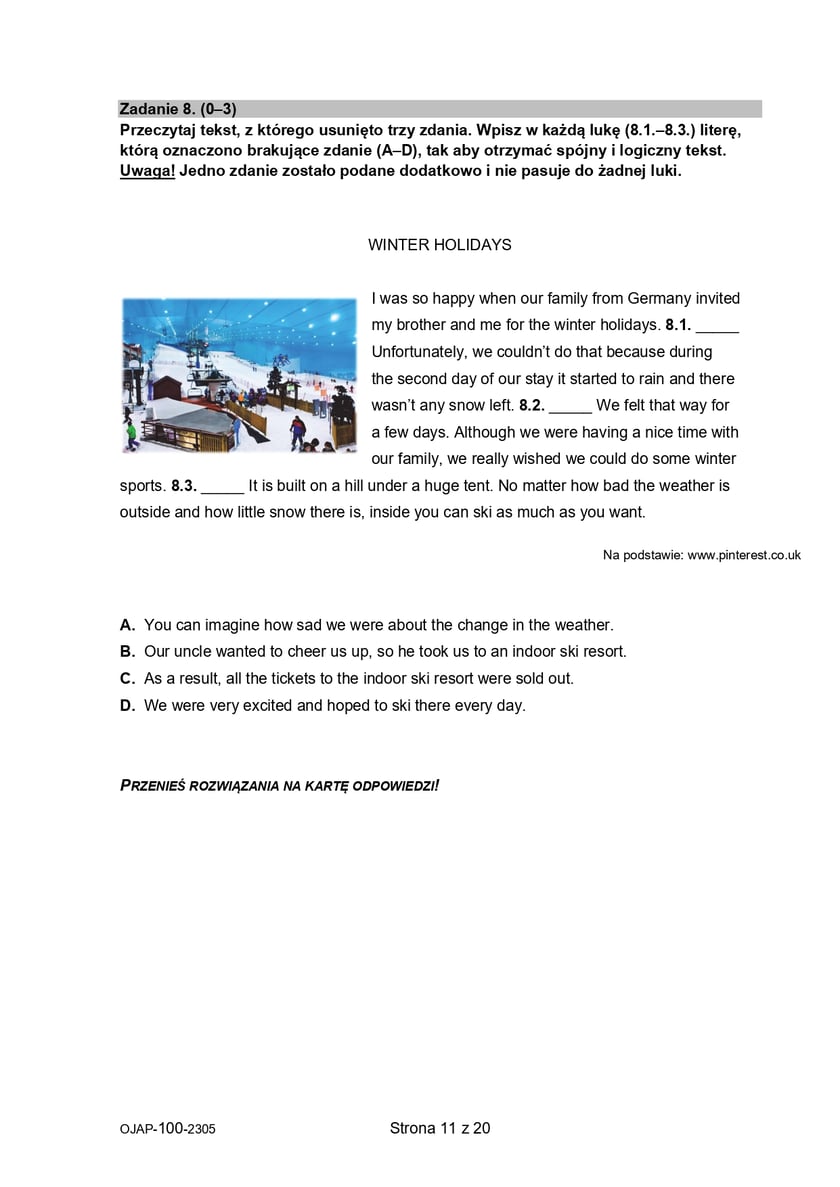 Egzamin ósmoklasisty 2023 - język angielski