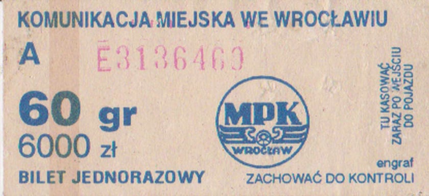 Dawny bilet komunikacji miejskiej&nbsp;