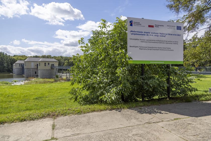 stopień wodny na Rędzinie po remoncie, sierpień 2023