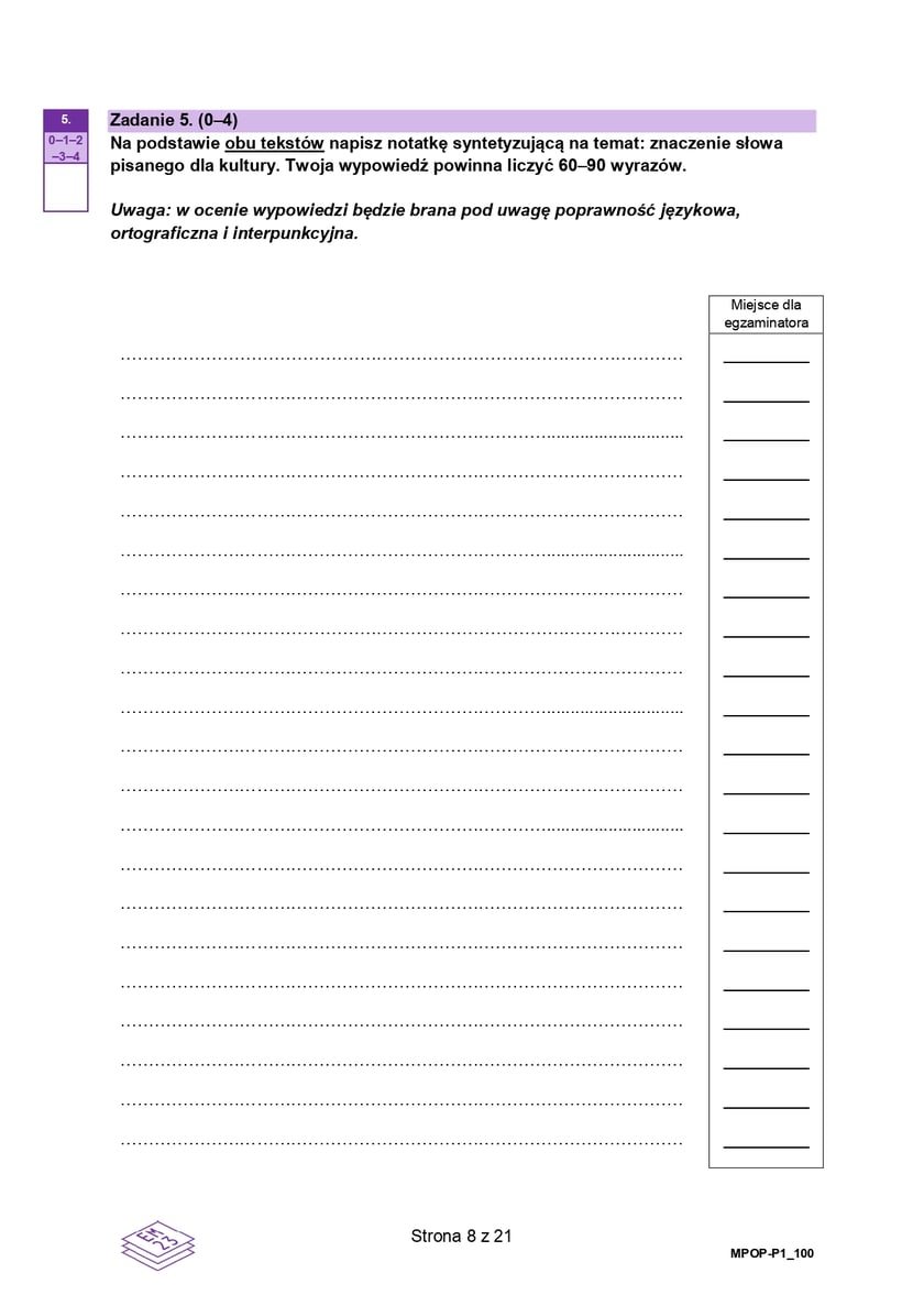 Arkusz: matura próbna z języka polskiego 2024 poziom podstawowy - grudzień 2023