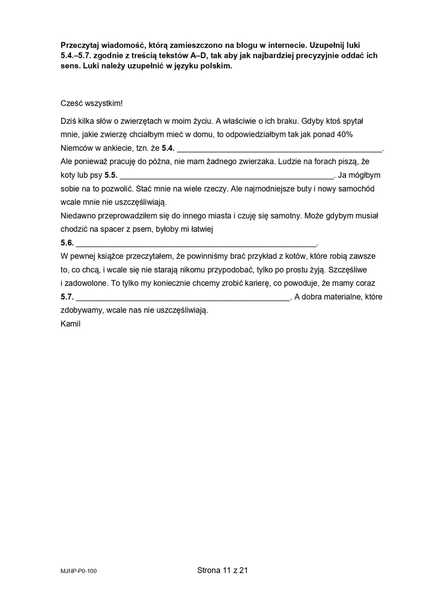 Arkusz z matury próbnej 2024 z języka niemieckiego z CKE - grudzień 2023