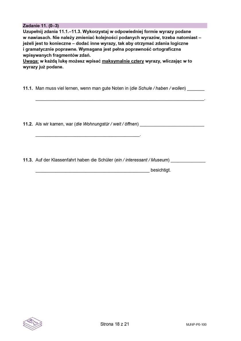 Arkusz z matury próbnej 2024 z języka niemieckiego z CKE - grudzień 2023