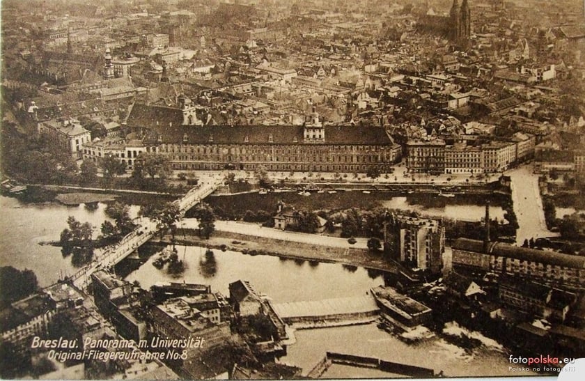 Lata 1920-1930, Lotnicze z widokiem na Uniwersytet i jazy na Odrze.
