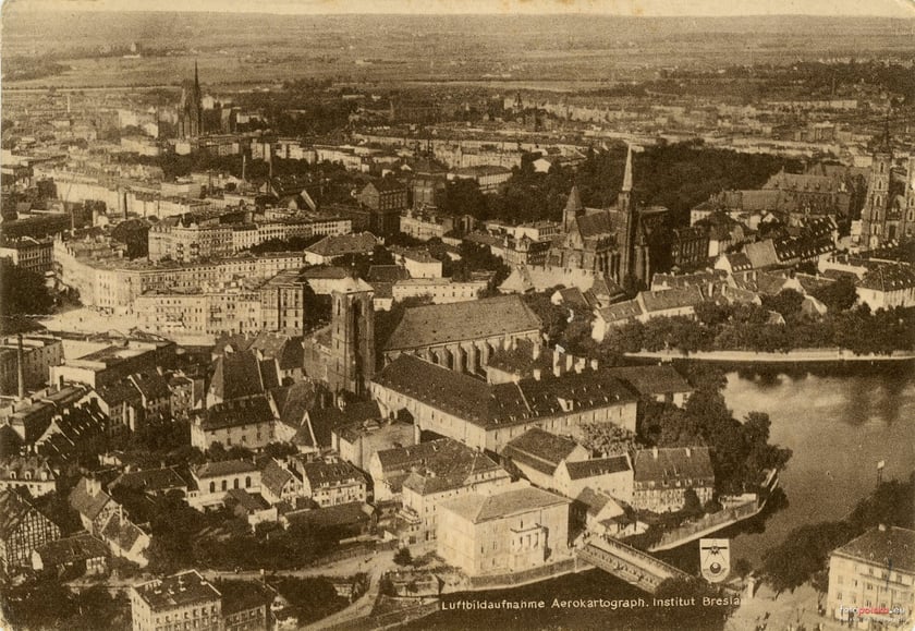 Lata 1925-1935, Wyspa Piasek (i okolica) na zdjęciu lotniczym z lat 20. lub 30.