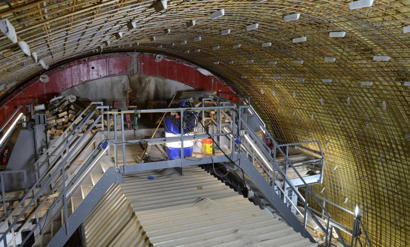 Prace w tunelu koło Trzcińska na Dolnym Śląsku