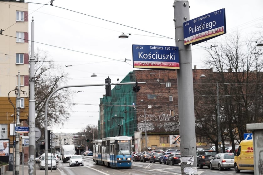 Ulica Pułaskiego we Wrocławiu, 19 lutego 2024 roku