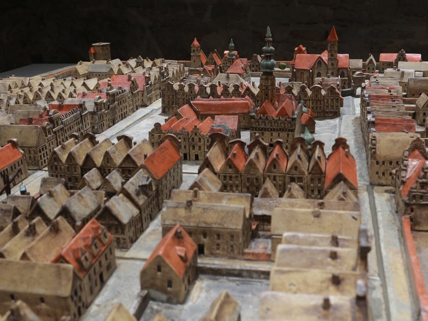 Ceramiczna makieta Strzelina na podstawie XVIII-wiecznego rysunku