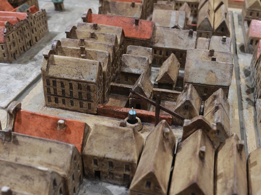 Ceramiczna makieta Strzelina na podstawie XVIII-wiecznego rysunku