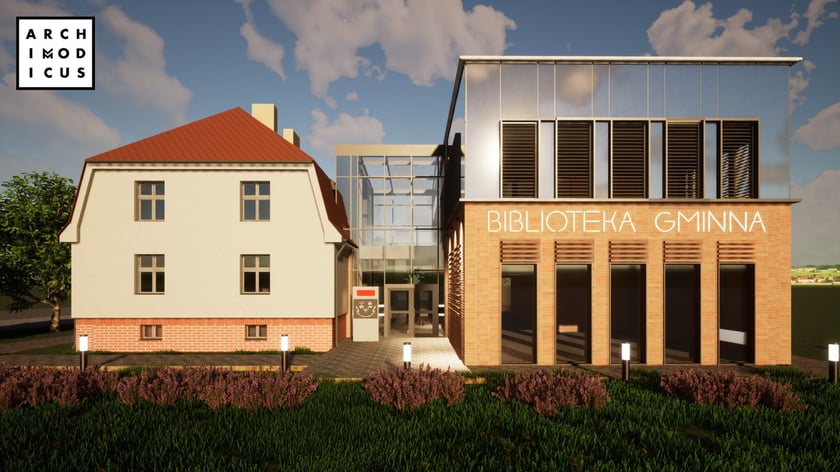 Rozbudowa biblioteki w Długołęce. Wizualizacje