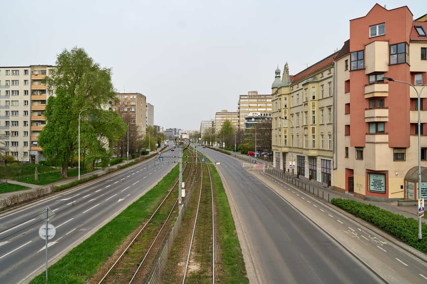 Puste miasto. Wrocław bez ludzi i bez samochodów. 31.03.2024