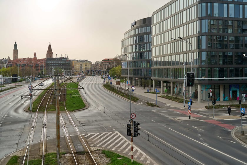 Puste miasto. Wrocław bez ludzi i bez samochodów. 31.03.2024