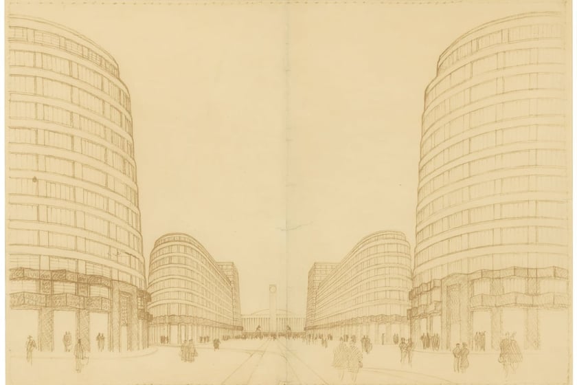 Max Berg, projekt zabudowy przy Dworcu Świebodzkim, 1919-1920