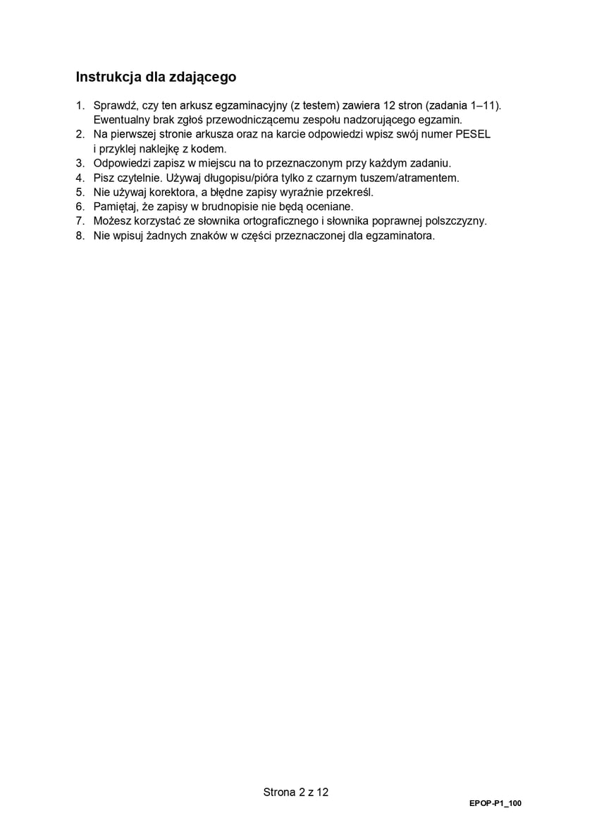 Formuła 2015, matura z języka polskiego