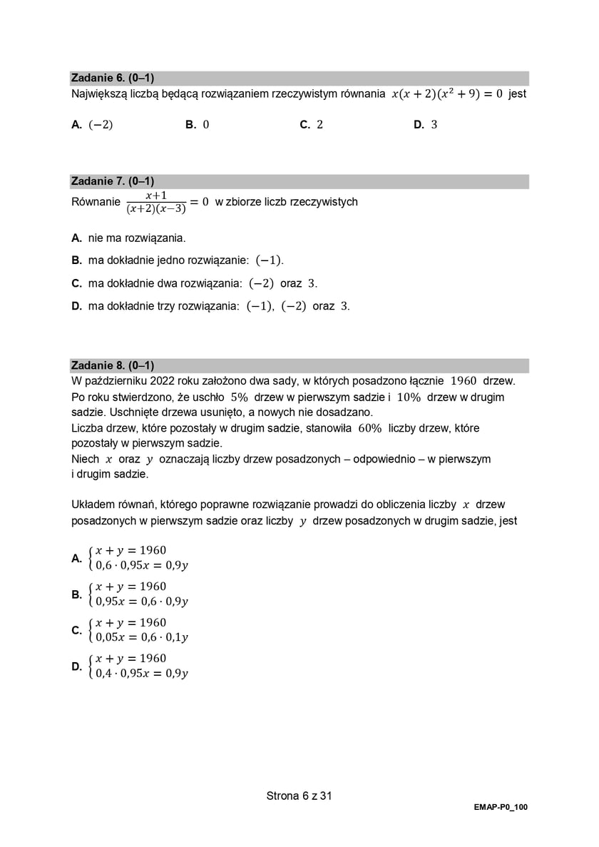 Formuła 2015, matura z matematyki